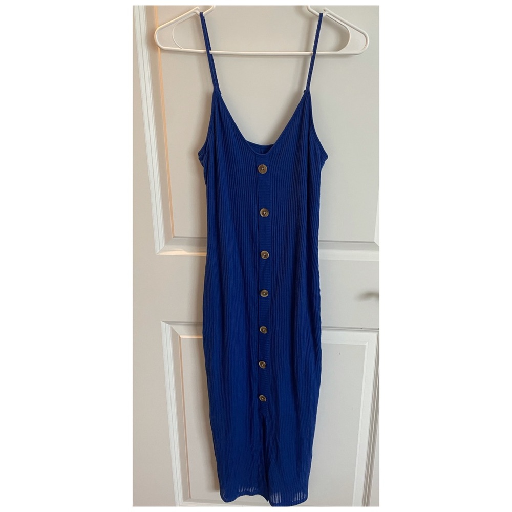 Blue midi bodycon dress